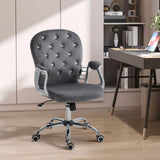 Button Tufted Desk Chair Home Office Chair with Adjustable Height and Swivel Wheels