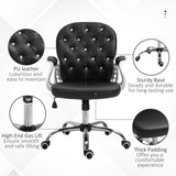 Button Tufted Desk Chair Home Office Chair with Adjustable Height and Swivel Wheels