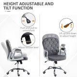 Button Tufted Desk Chair Home Office Chair with Adjustable Height and Swivel Wheels