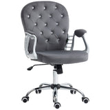 Button Tufted Desk Chair Home Office Chair with Adjustable Height and Swivel Wheels