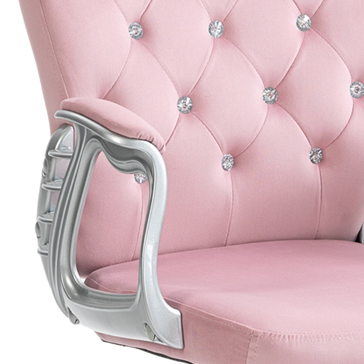 Button Tufted Desk Chair Home Office Chair with Adjustable Height and Swivel Wheels