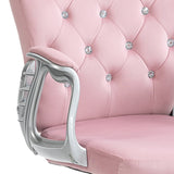 Button Tufted Desk Chair Home Office Chair with Adjustable Height and Swivel Wheels