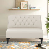 Button Tufted Loveseat Settee, Upholstered Sofa Backrest Buckle Couch Banquette Bench for Dining Room