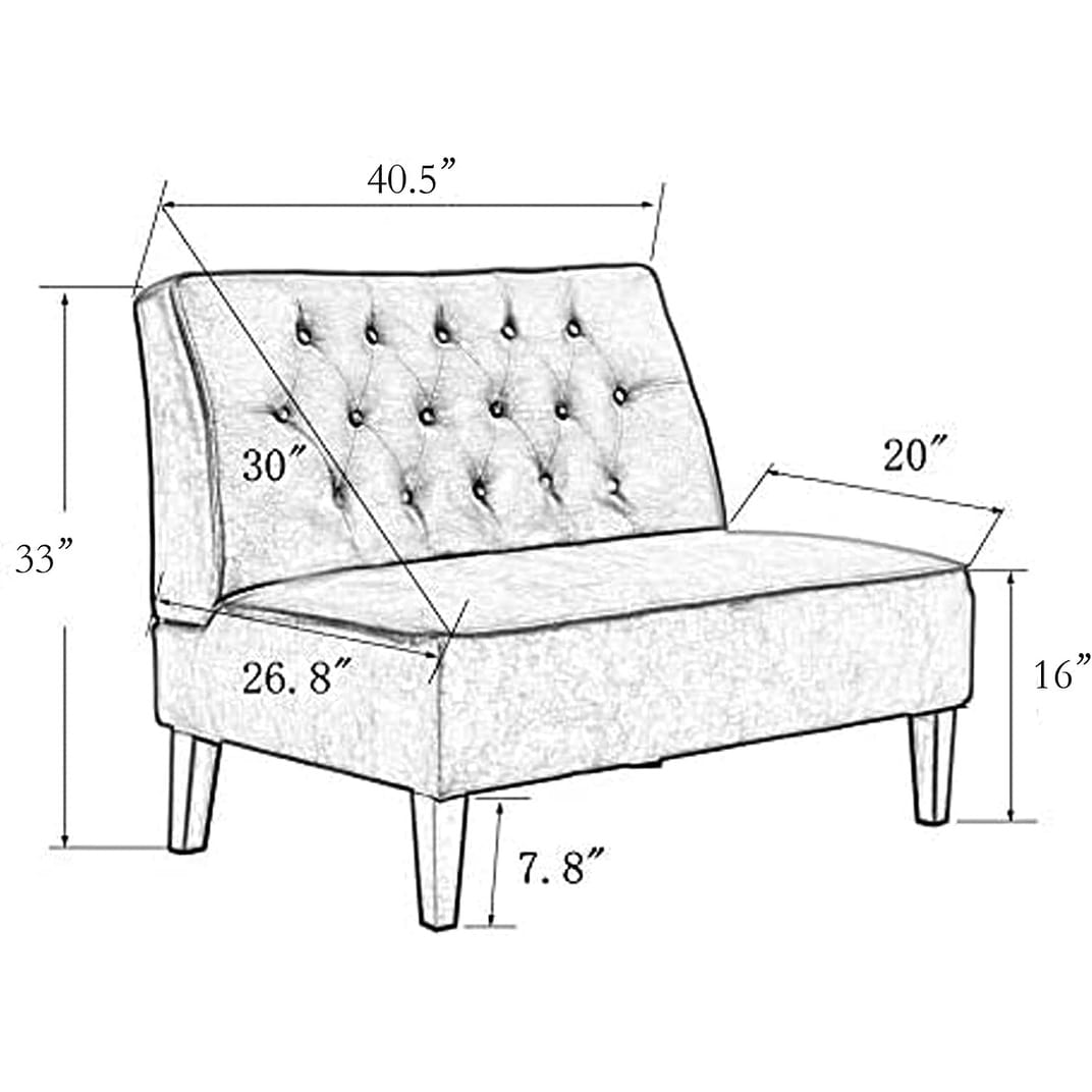Button Tufted Loveseat Settee, Upholstered Sofa Backrest Buckle Couch Banquette Bench for Dining Room