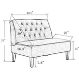 Button Tufted Loveseat Settee, Upholstered Sofa Backrest Buckle Couch Banquette Bench for Dining Room