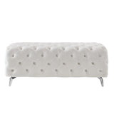 Button-Tufted Ottoman Bench Velvet Footrest Stool Accent Bench