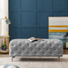 Button-Tufted Ottoman Bench Velvet Footrest Stool Accent Bench