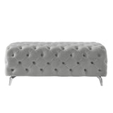 Button-Tufted Ottoman Bench Velvet Footrest Stool Accent Bench