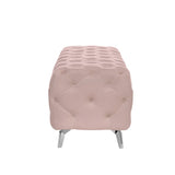 Button-Tufted Ottoman Bench Velvet Footrest Stool Accent Bench