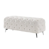 Button-Tufted Ottoman Bench Velvet Footrest Stool Accent Bench
