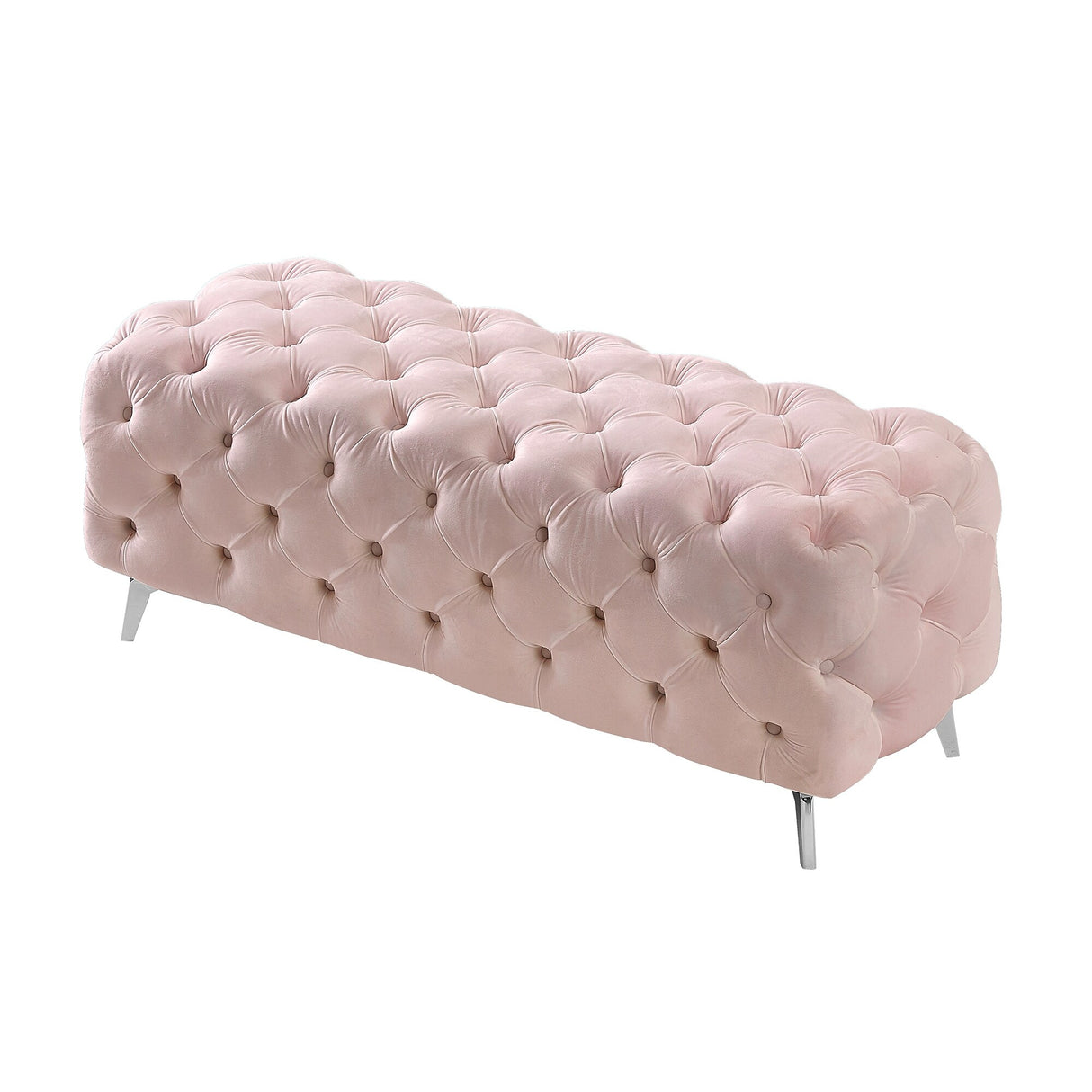 Button-Tufted Ottoman Bench Velvet Footrest Stool Accent Bench