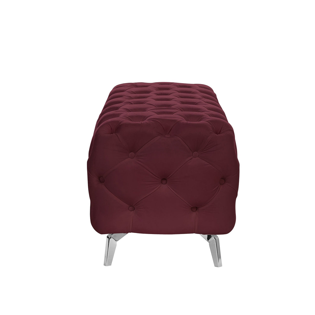 Button-Tufted Ottoman Bench Velvet Footrest Stool Accent Bench