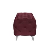 Button-Tufted Ottoman Bench Velvet Footrest Stool Accent Bench
