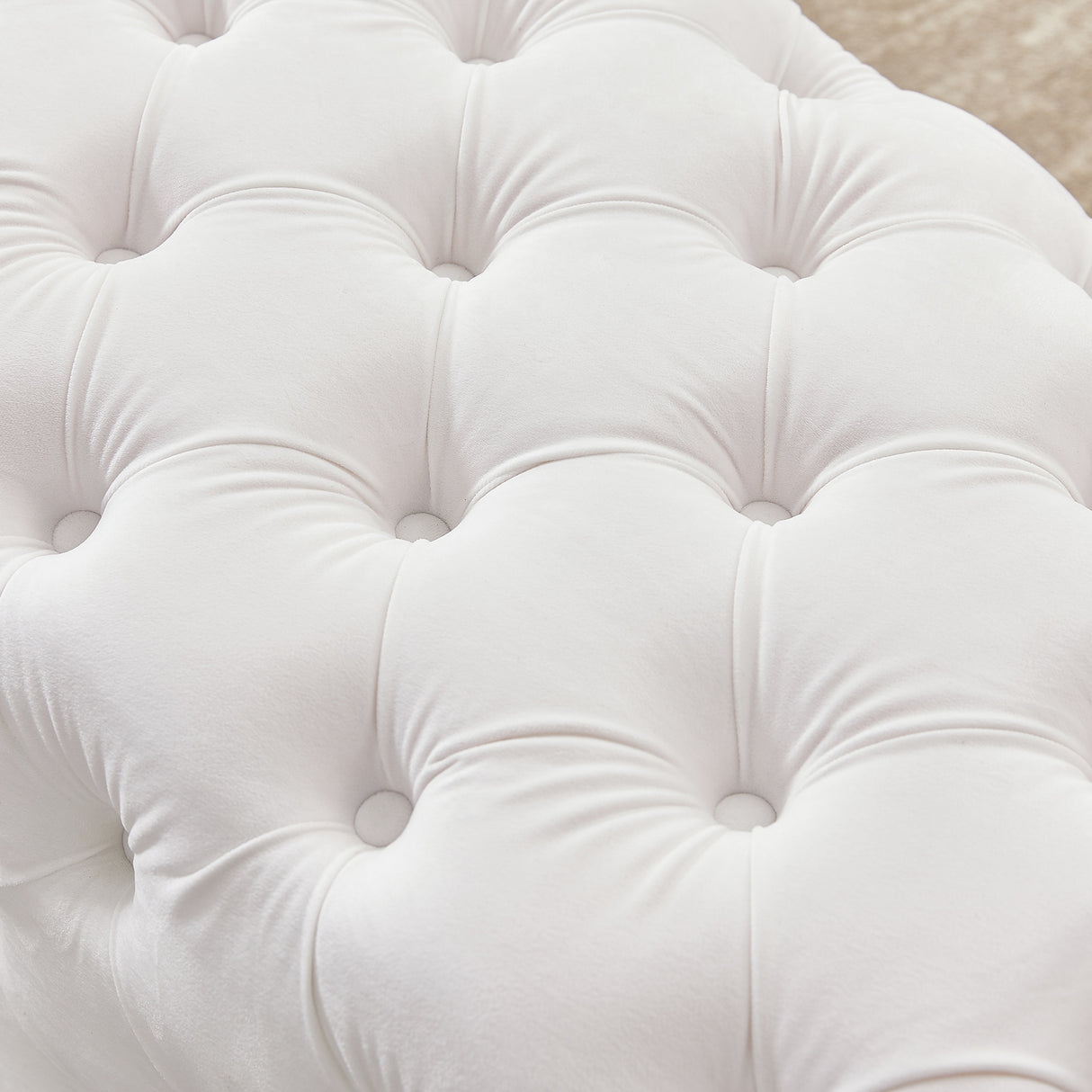 Button-Tufted Ottoman Bench Velvet Footrest Stool Accent Bench