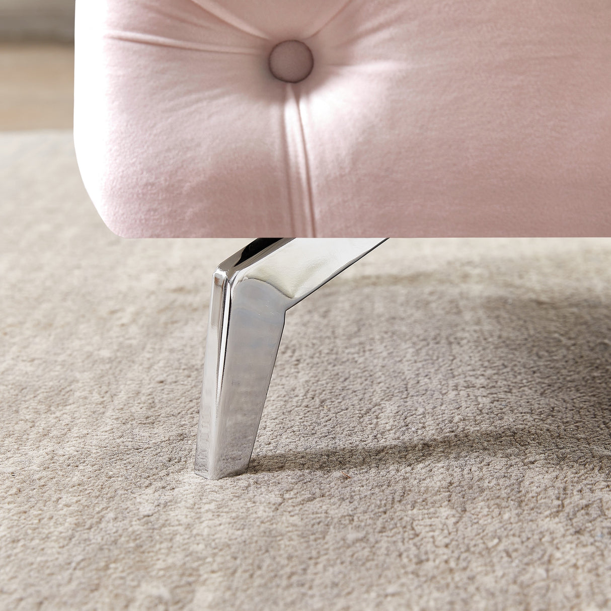 Button-Tufted Ottoman Bench Velvet Footrest Stool Accent Bench