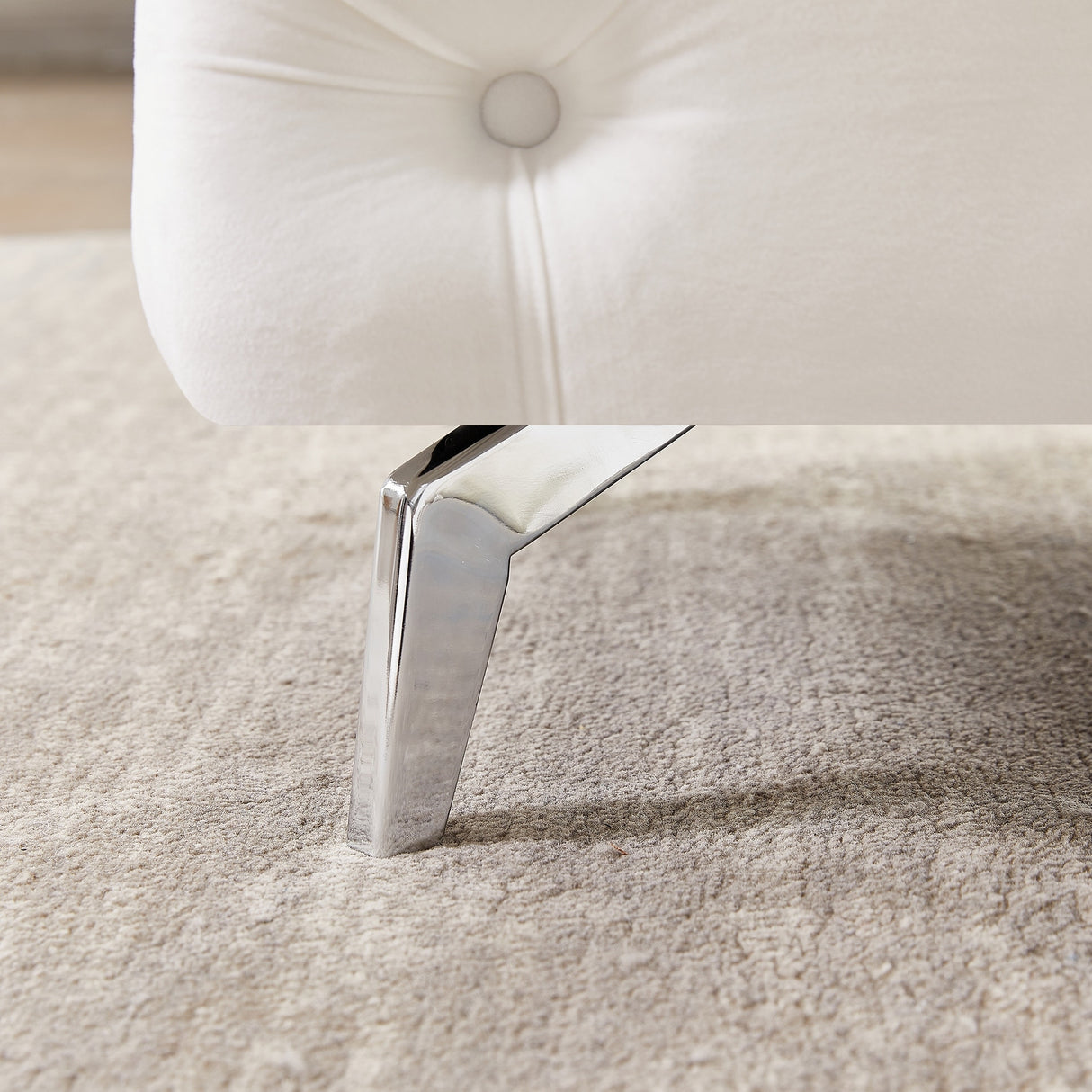 Button-Tufted Ottoman Bench Velvet Footrest Stool Accent Bench