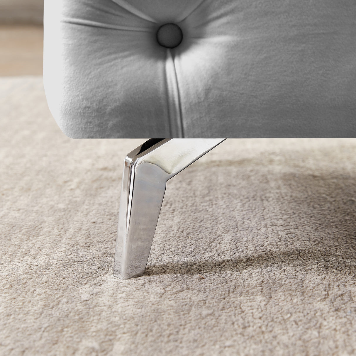 Button-Tufted Ottoman Bench Velvet Footrest Stool Accent Bench