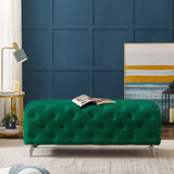 Button-Tufted Ottoman Bench Velvet Footrest Stool Accent Bench