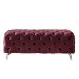 Button-Tufted Ottoman Bench Velvet Footrest Stool Accent Bench
