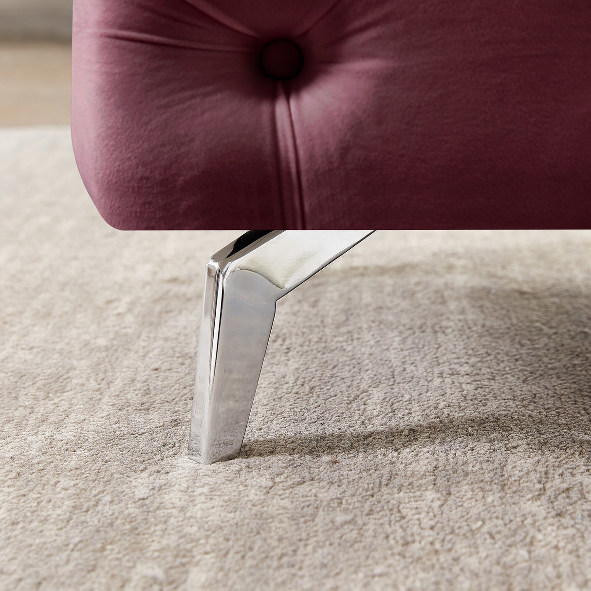 Button-Tufted Ottoman Bench Velvet Footrest Stool Accent Bench