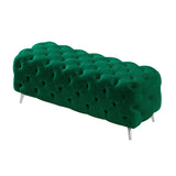 Button-Tufted Ottoman Bench Velvet Footrest Stool Accent Bench