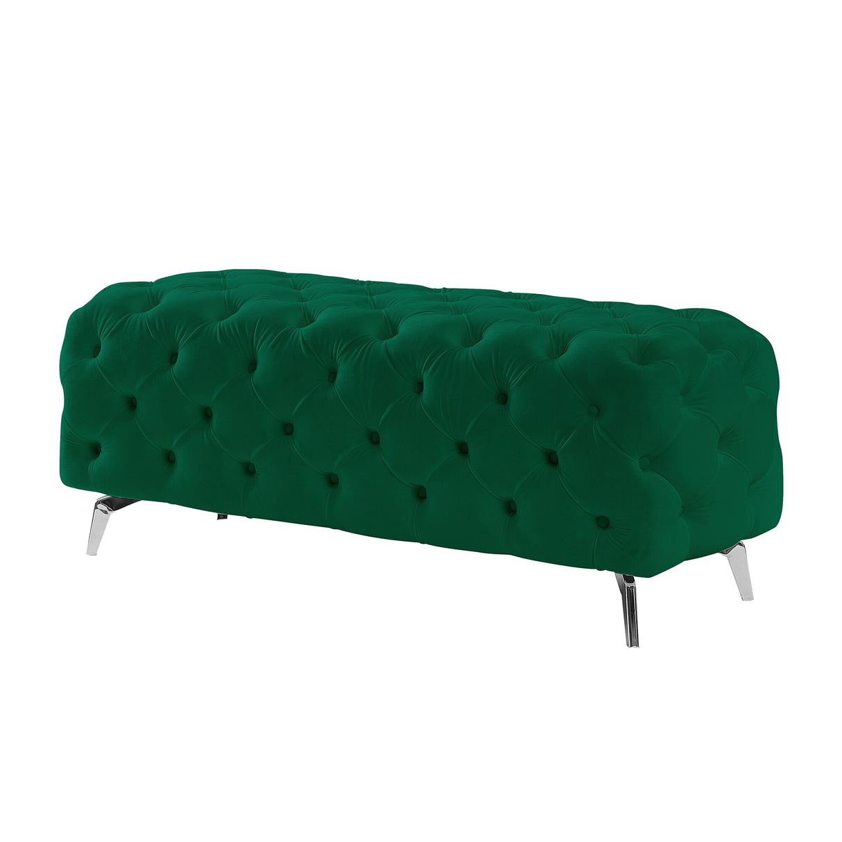 Button-Tufted Ottoman Bench Velvet Footrest Stool Accent Bench