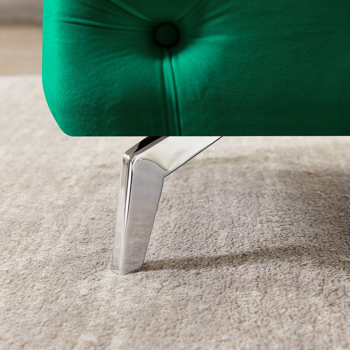 Button-Tufted Ottoman Bench Velvet Footrest Stool Accent Bench