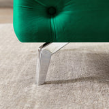 Button-Tufted Ottoman Bench Velvet Footrest Stool Accent Bench