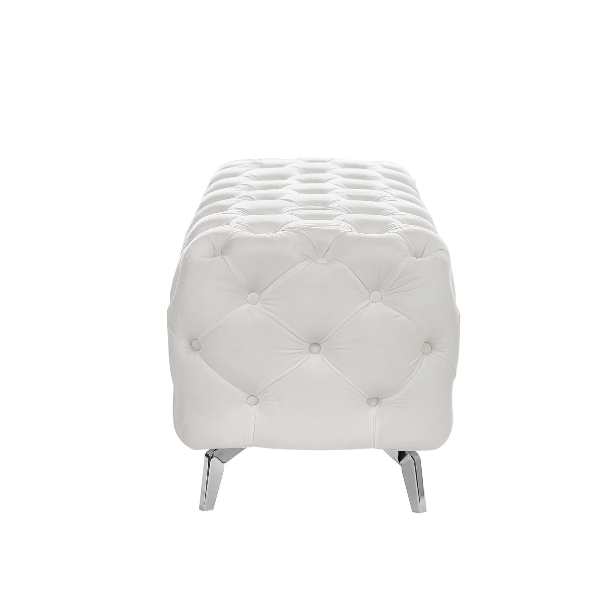 Button-Tufted Ottoman Bench Velvet Footrest Stool Accent Bench