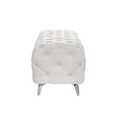 Button-Tufted Ottoman Bench Velvet Footrest Stool Accent Bench