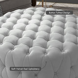 Button Tufted Ottoman Foot Stool with Velvet-feel Upholstery