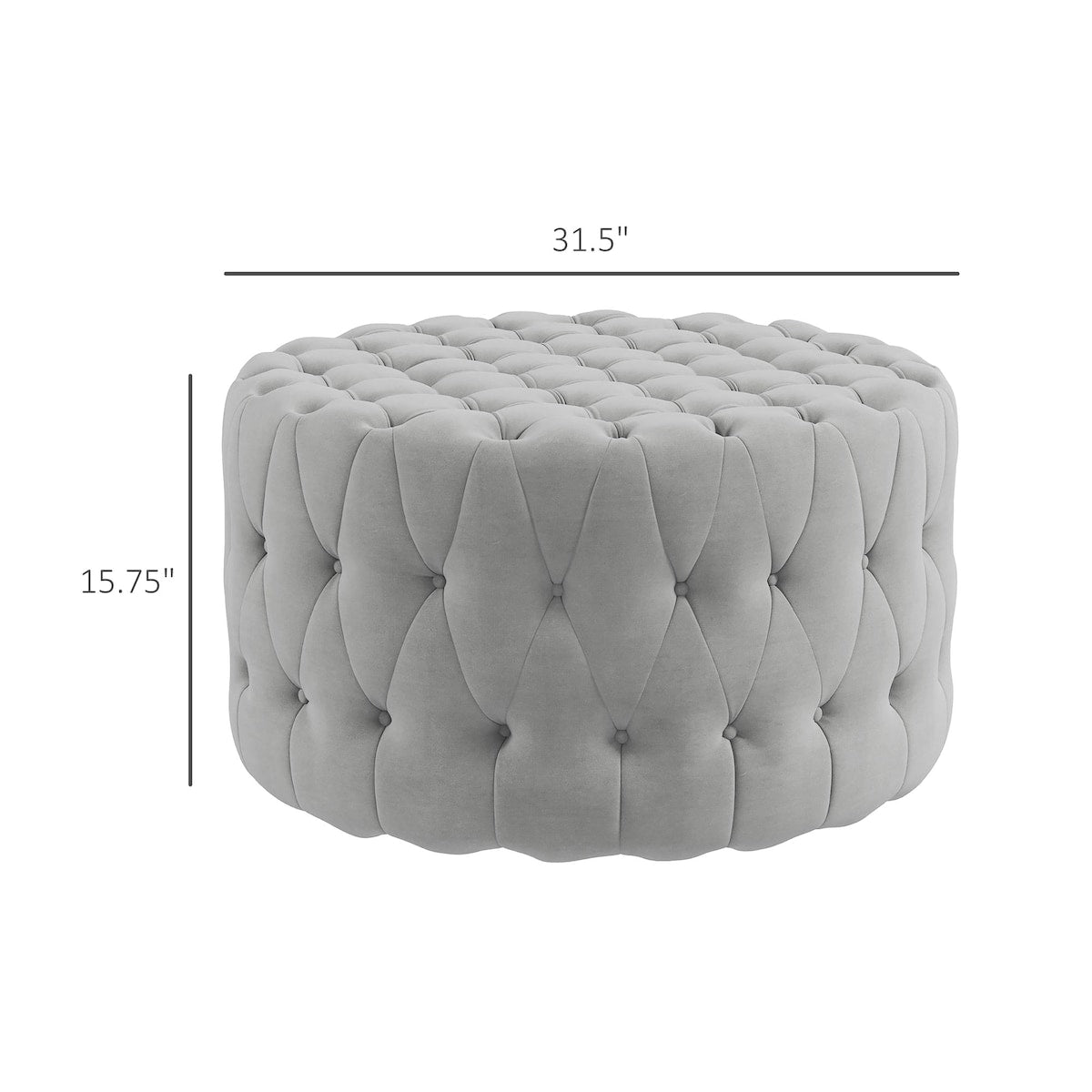 Button Tufted Ottoman Foot Stool with Velvet-feel Upholstery