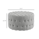 Button Tufted Ottoman Foot Stool with Velvet-feel Upholstery