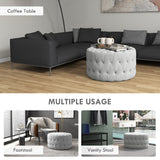 Button Tufted Ottoman Foot Stool with Velvet-feel Upholstery