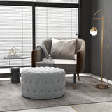 Button Tufted Ottoman Foot Stool with Velvet-feel Upholstery