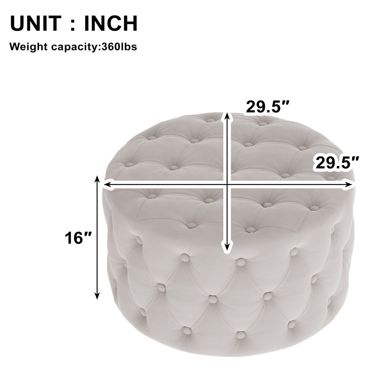 Button Tufted Round Tufted Velvet Ottoman Living Room Footrest
