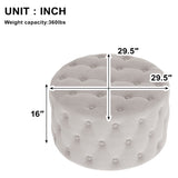 Button Tufted Round Tufted Velvet Ottoman Living Room Footrest