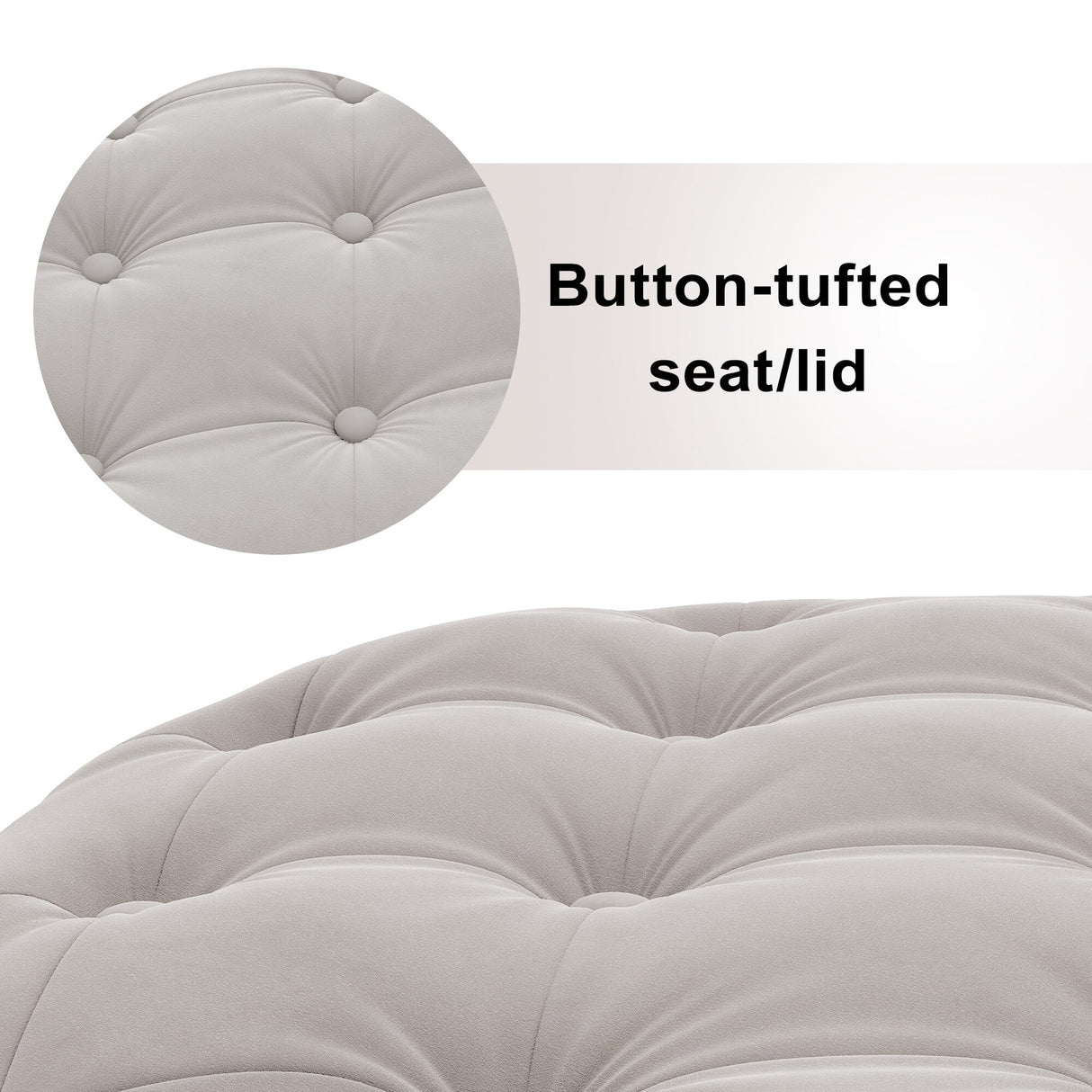 Button Tufted Round Tufted Velvet Ottoman Living Room Footrest