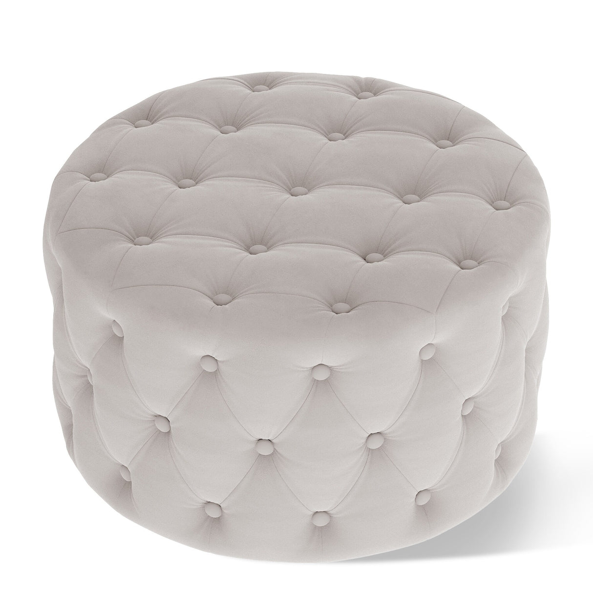 Button Tufted Round Tufted Velvet Ottoman Living Room Footrest