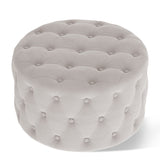Button Tufted Round Tufted Velvet Ottoman Living Room Footrest