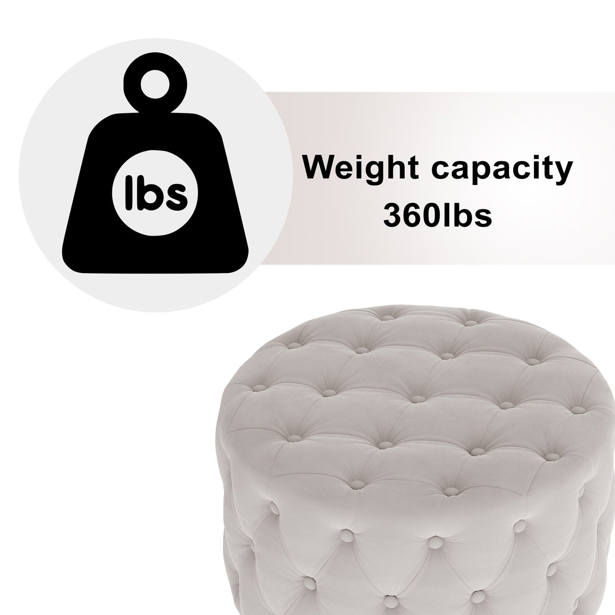 Button Tufted Round Tufted Velvet Ottoman Living Room Footrest