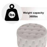 Button Tufted Round Tufted Velvet Ottoman Living Room Footrest