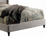 Button Tufted Wingback Queen Size Bed with Nailhead Trims, Gray