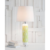 Byas Lime-Yellow Patterned Ceramic Base Table Lamp - 13.0L x 13.0W x 33.0H