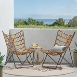 Byson Wicker Outdoor 3 Piece Chat Set by Christopher Knight Home