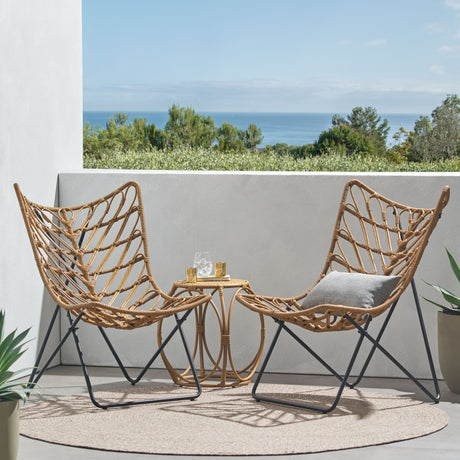 Byson Wicker Outdoor 3 Piece Chat Set by Christopher Knight Home