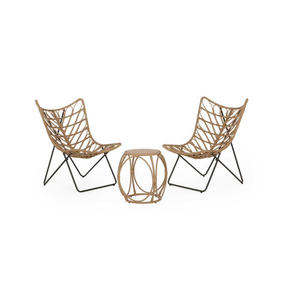 Byson Wicker Outdoor 3 Piece Chat Set by Christopher Knight Home