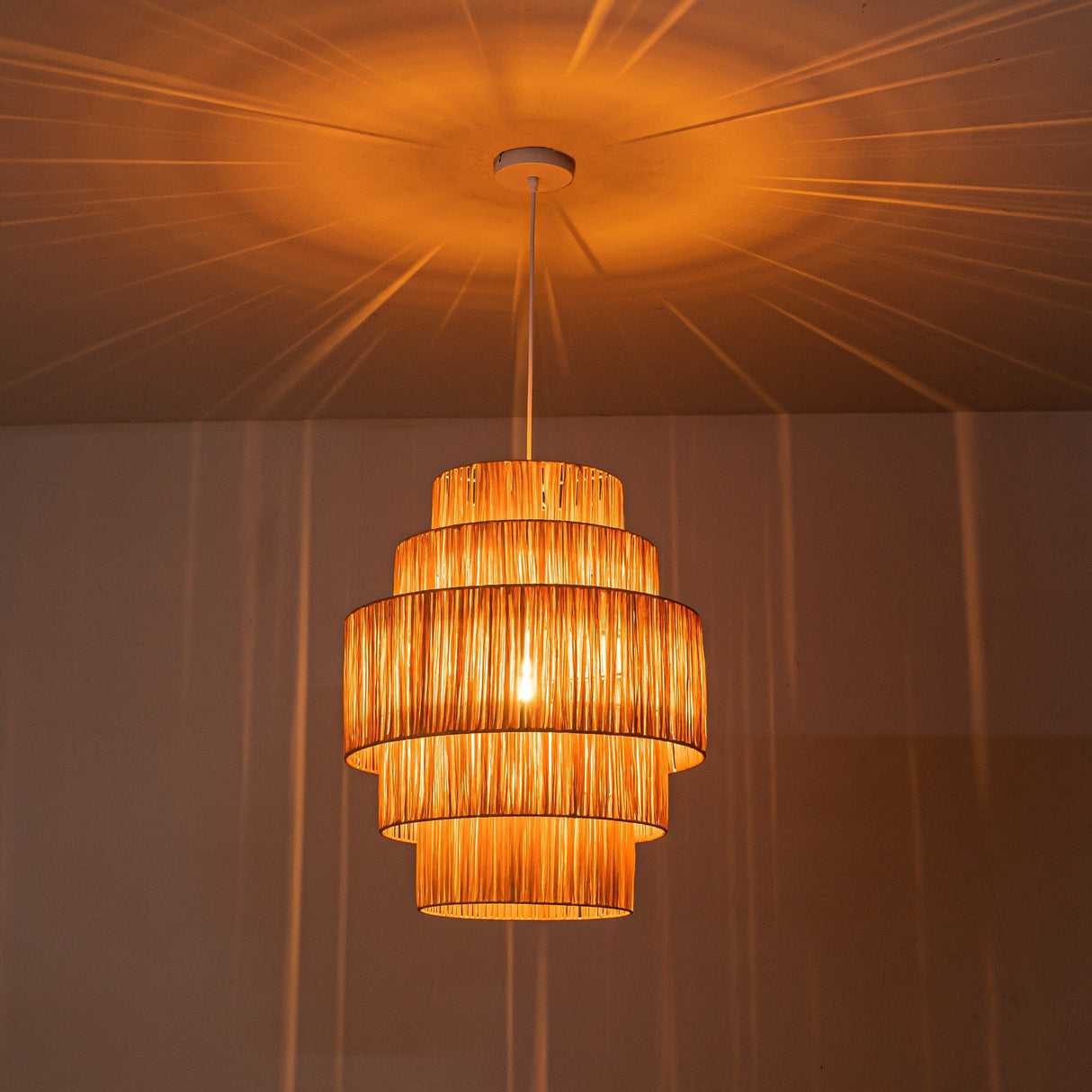 C Cattleya 1-Light Handmade Natural Jute Rope 5-tiered Chandelier