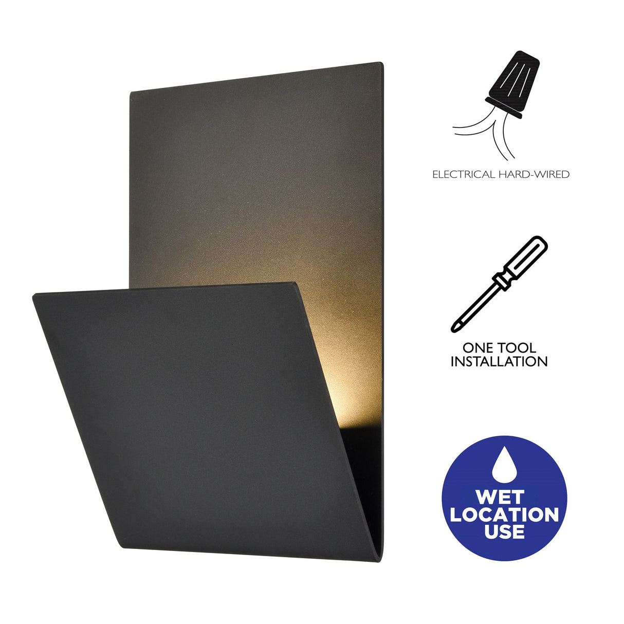 C Cattleya 11" Modern Matte Black Integrated LED Outdoor Wall Light