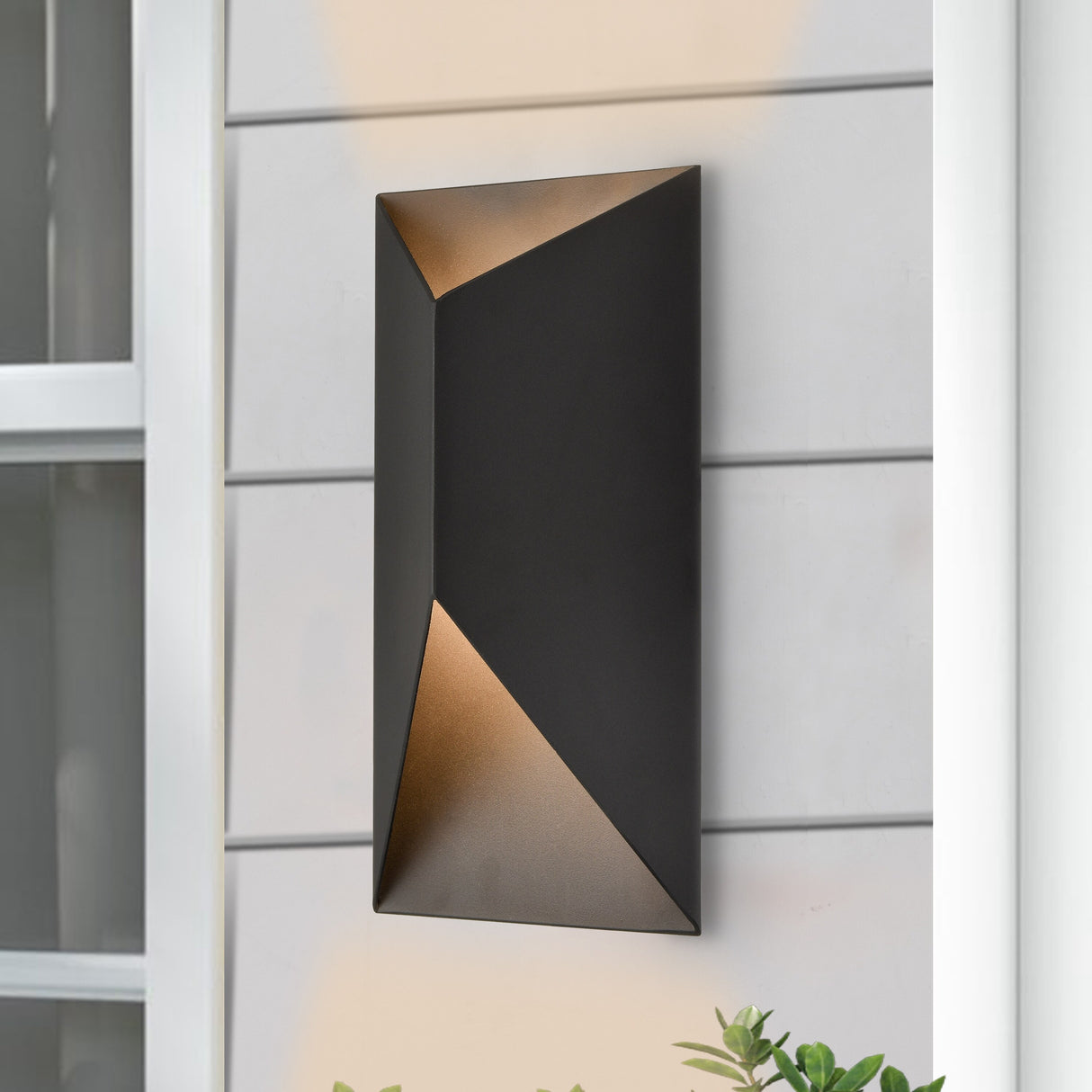 C Cattleya 2-Light Modern Matte Black Integrated LED Outdoor Wall Light